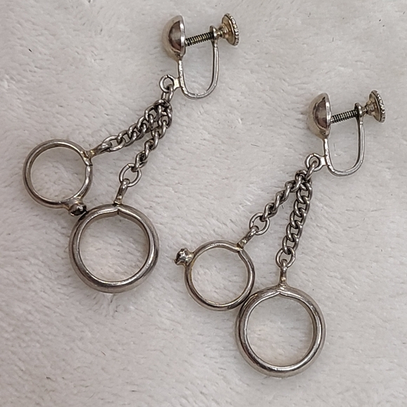 Vintage 50s Alice Wedding Ring Dangle Earrings - Picture 1 of 5
